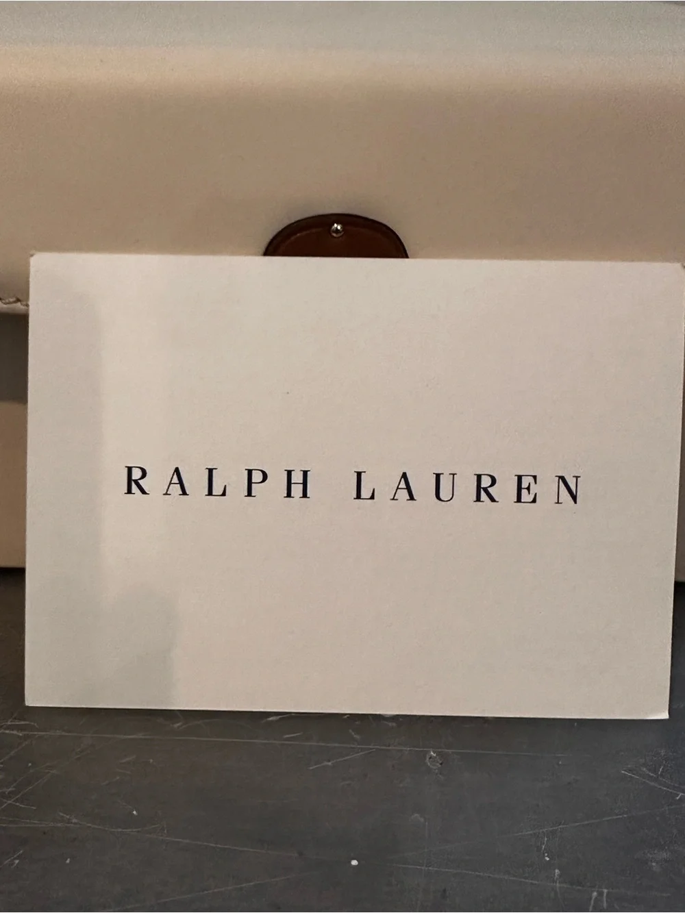 Ralph Lauren Ryan Box Cream and Brown Jewelry Storage Box with Leather Accents
